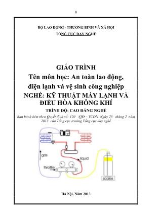 Giáo trình An toàn lao động, điện lạnh và vệ sinh công nghiệp - Nghề Kỹ thuật máy lạnh và điều hòa không khí