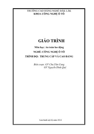 Giáo trình An toàn lao động - Nghề Công nghệ ô tô - Trường Cao đẳng nghề Đắk Lắk
