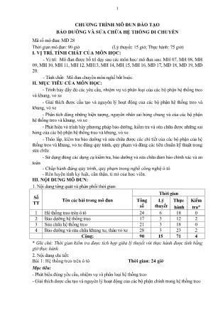 Giáo trình Bảo dưỡng và sửa chữa hệ thống di chuyển - Nghề Công nghệ ô tô