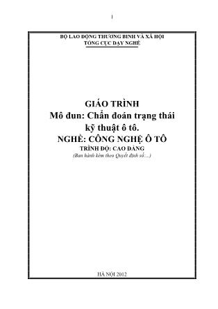Giáo trình Chẩn đoán trạng thái kỹ thuật ô tô - Nghề Công nghệ ô tô