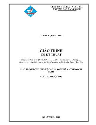 Giáo trình Cơ kỹ thuật - Trường Cao đẳng nghề Bà Rịa-Vũng tàu