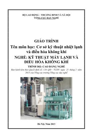 Giáo trình Cơ sở kỹ thuật nhiệt lạnh và điều hòa không khí - Nghề Kỹ thuật máy lạnh và điều hòa không khí