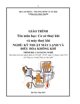 Giáo trình Cơ sở thuỷ khí và máy thuỷ khí - Nghề Kỹ thuật máy lạnh và điều hòa không khí