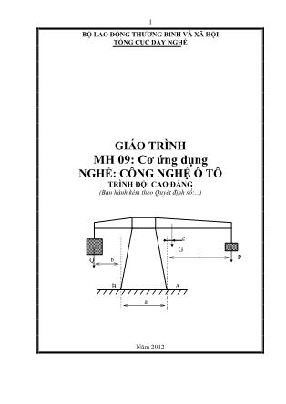 Giáo trình Cơ ứng dụng - Nghề Công nghệ ô tô