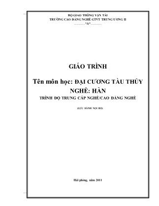 Giáo trình Đại cương tàu thủy - Nghề Hàn