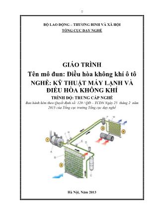 Giáo trình Điều hòa không khí ô tô - Nghề Kỹ thuật máy lạnh và điều hòa không khí