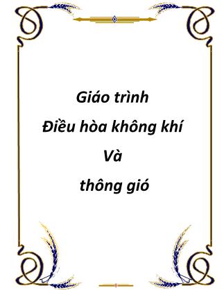 Giáo trình Điều hòa không khí Và thông gió