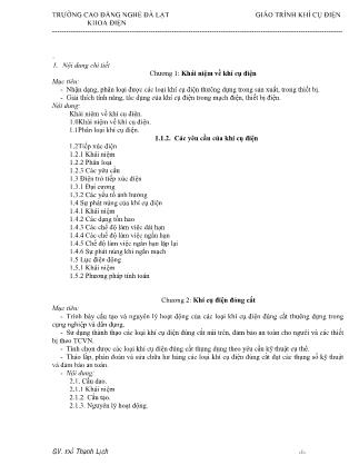 Giáo trình Khí cụ điện (Phần 1) - Trường Cao đẳng nghề Đà Lạt (Khoa điện)