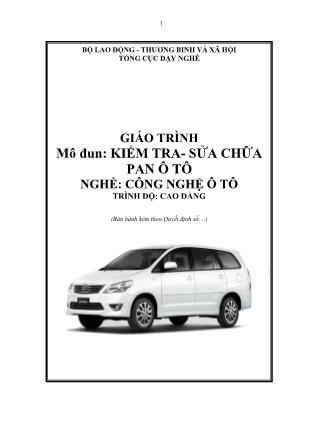 Giáo trình Kiểm tra, sửa chữa Pan ô tô - Nghề Công nghệ ô tô