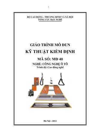 Giáo trình Kỹ thuật kiểm định - Nghề Công nghệ ô tô