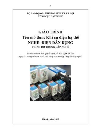 Giáo trình Mô đun 13: Khí cụ điện hạ thế - Nghề Điện dân dụng