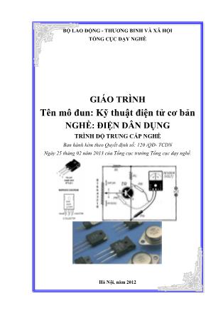 Giáo trình Mô đun 14: Kỹ thuật điện tử cơ bản - Nghề Điện dân dụng