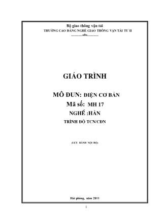 Giáo trình Mô đun 17: Điện cơ bản - Nghề Hàn