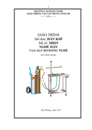 Giáo trình Mô đun 29: Hàn khí - Nghề Hàn