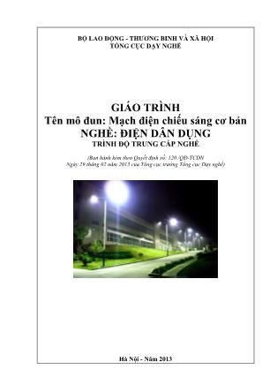 Giáo trình Mô đun 29: Mạch điện chiếu sáng cơ bản - Nghề Điện dân dụng