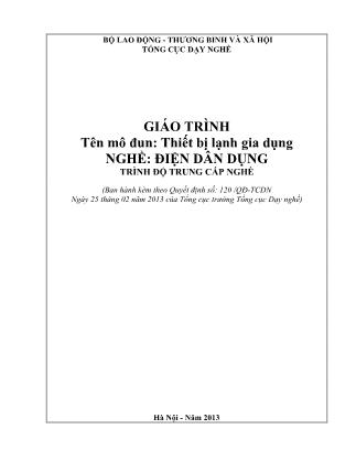 Giáo trình Mô đun 31: Thiết bị lạnh gia dụng - Nghề Điện dân dụng