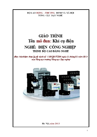 Giáo trình Mô đun Khí cụ điện - Nghề Điện công nghiệp