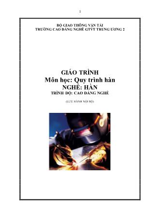 Giáo trình Quy trình hàn - Nghề Hàn