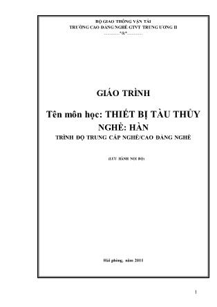 Giáo trình Thiết bị tàu thủy - Nghề Hàn