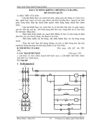 Giáo trình Thực hành Trang bị điện (Phần 2) - Trường Cao đẳng nghề Nam Định