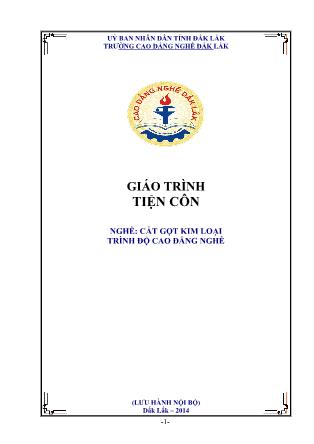 Giáo trình Tiện côn - Nghề Cắt gọt kim loại - Trường Cao đẳng nghề Đắk Lắk