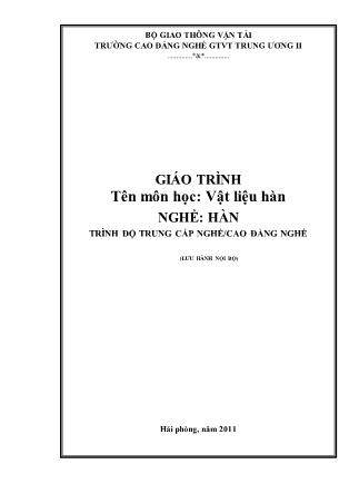 Giáo trình Vật liệu hàn - Nghề Hàn