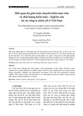 Mối quan hệ giữa luân chuyển kiểm toán viên và chất lượng kiểm toán – Nghiên cứu tại các công ty niêm yết ở Việt Nam