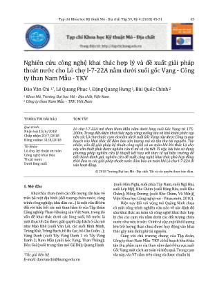 Nghiên cứu công nghệ khai thác hợp lý và đề xuất giải pháp thoát nước cho Lò chợ I-7-22A nằm dưới suối gốc Vạng - Công ty than Nam Mẫu - TKV