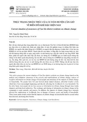 Thực trạng nhận thức của cư dân huyện Cần Giờ về biến đổi khí hậu hiện nay
