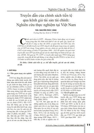 Truyền dẫn của chính sách tiền tệ qua kênh giá tài sản tài chính - Nghiên cứu thực nghiệm tại Việt Nam