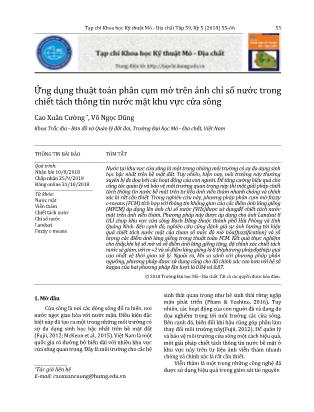 Ứng dụng thuật toán phân cụm mờ trên ảnh chỉ số nước trong chiết tách thông tin nước mặt khu vực cửa sông